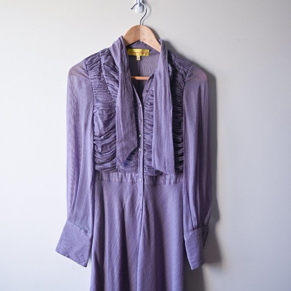 [SOLD] Catherine Malandrino Lavender Metallic Silk Dress 4 - Picture 3 of 7